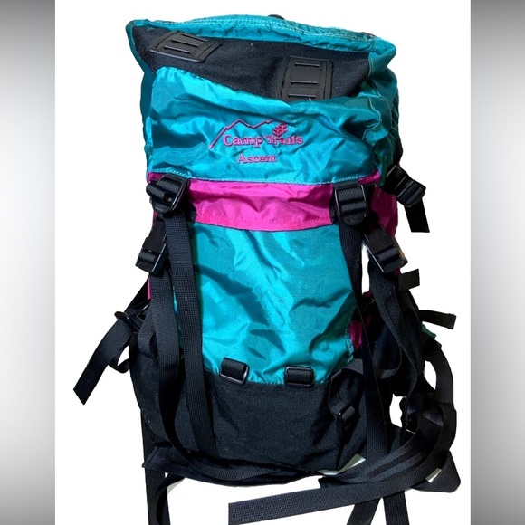 Vintage 1990s Camp Trails Ascent
Hiking / camping backpack teal green and pink - Picture 1 of 12